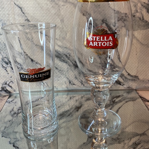 Stella Artois CHALICE & Premium Miller Pilsner Glass SET Exquisite! Vintage! 🎄 - Picture 3 of 10